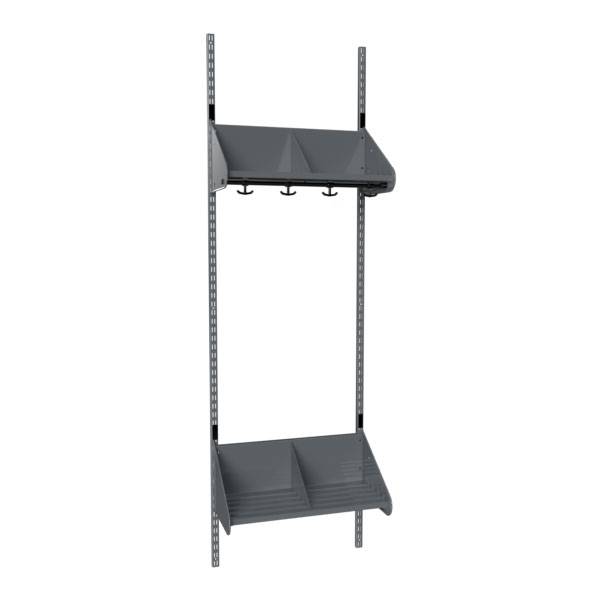 BST garderobe startsektion model E med 2 pladser 600mm m&oslash;rk gr&aring;