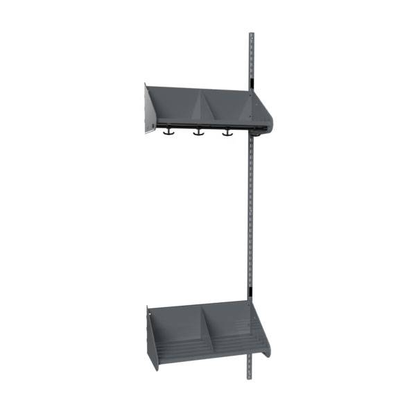 BST garderobe p&aring;bygningssektion model E med 2 pladser 600mm m&oslash;rk gr&aring;