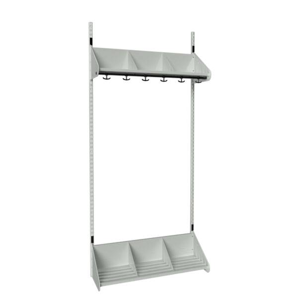 BST garderobe startsektion model E med 3 pladser 900mm lys gr&aring;