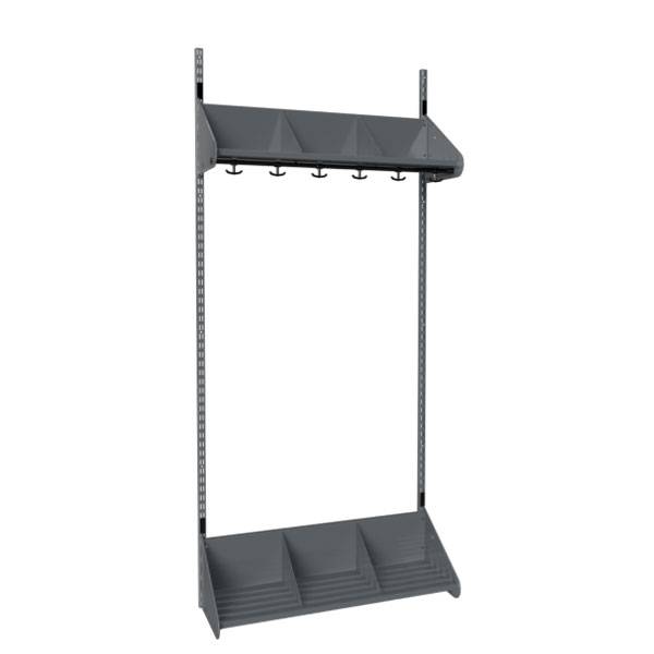 BST garderobe startsektion model E med 3 pladser 900mm mørk grå