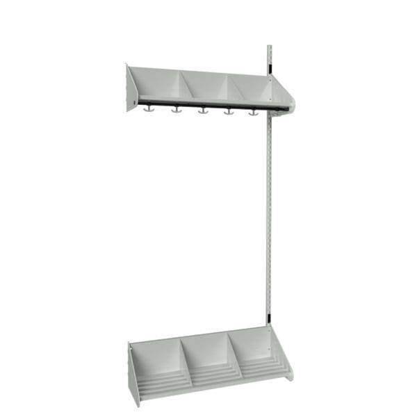 BST garderobe p&aring;bygningssektion model E med 3 pladser 900mm lys gr&aring;