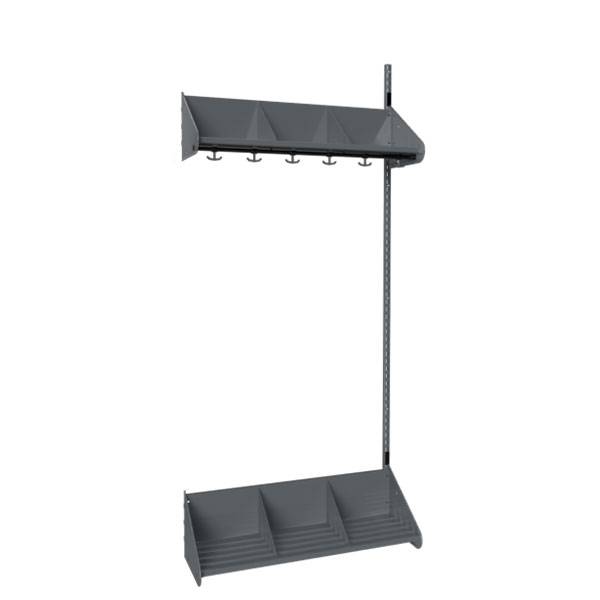 BST garderobe p&aring;bygningssektion model E med 3 pladser 900mm m&oslash;rk gr&aring;