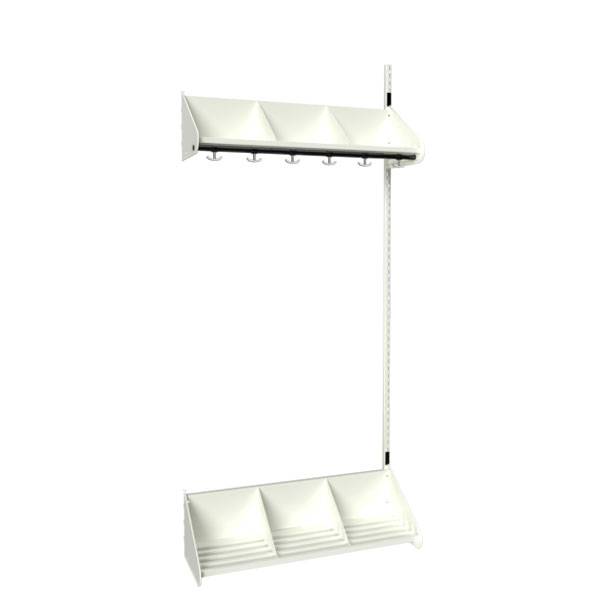 BST garderobe påbygningssektion model E med 3 pladser 900mm hvid