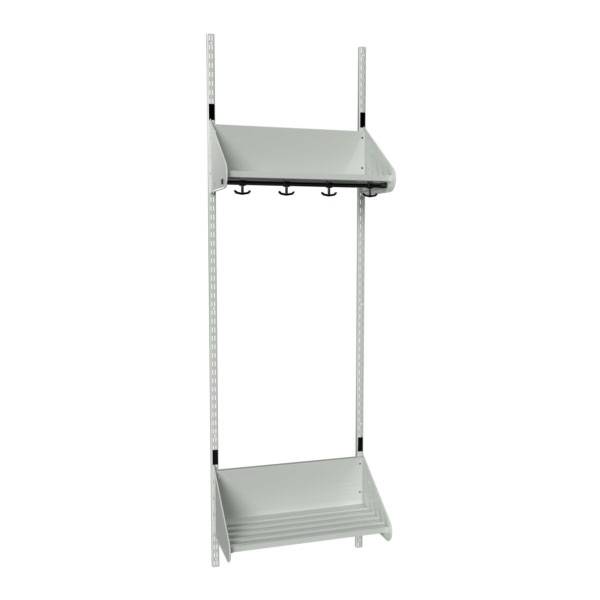 BST garderobe startsektion model F med 2 pladser 600mm lys gr&aring;