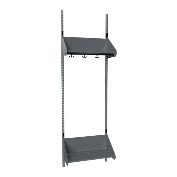 BST garderobe startsektion model F med 2 pladser 600mm mørk grå