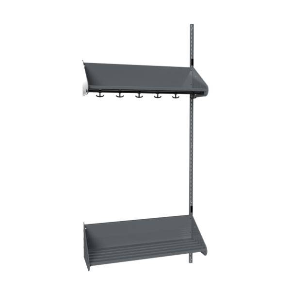 BST garderobe påbygningssektion model F med 3 pladser 900mm mørk grå