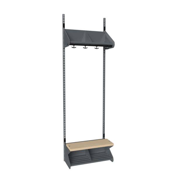 BST garderobe startsektion model G med 2 pladser 600mm mørk grå