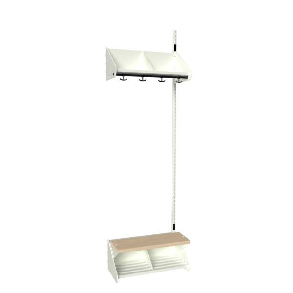 BST garderobe p&aring;bygningssektion model G med 2 pladser 600mm hvid
