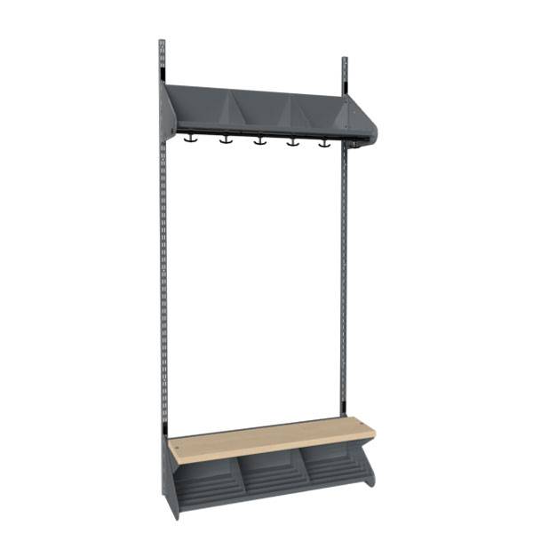 BST garderobe startsektion model G med 3 pladser 900mm m&oslash;rk gr&aring;