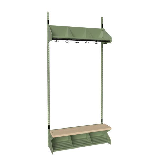 BST garderobe startsektion model G med 3 pladser 900mm gr&oslash;n