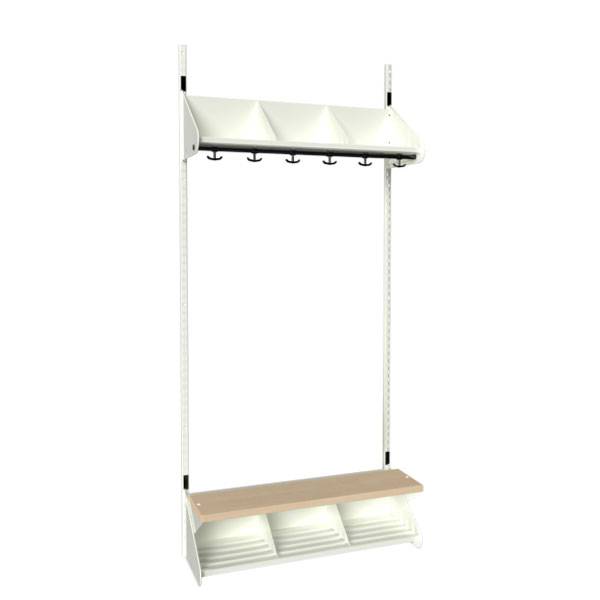 BST garderobe startsektion model G med 3 pladser 900mm hvid
