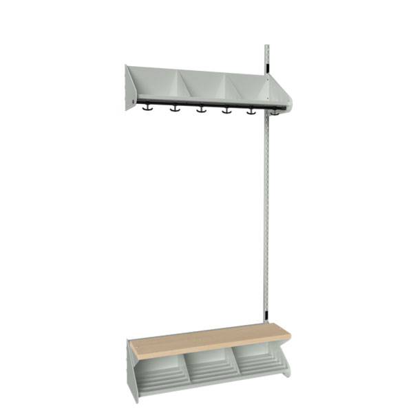 BST garderobe påbygningssektion model G med 3 pladser 900mm lys grå