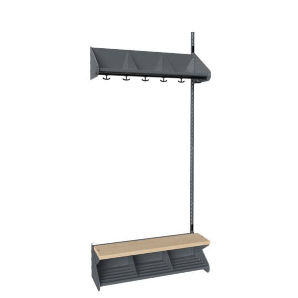 BST garderobe p&aring;bygningssektion model G med 3 pladser 900mm m&oslash;rk gr&aring;