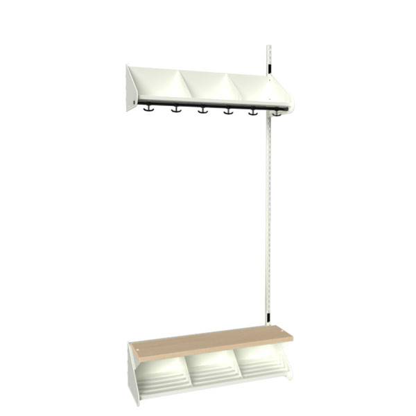 BST garderobe p&aring;bygningssektion model G med 3 pladser 900mm hvid