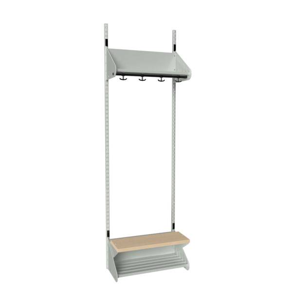 BST garderobe startsektion model H med 2 pladser 600mm lys gr&aring;