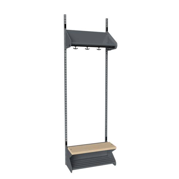 BST garderobe startsektion model H med 2 pladser 600mm m&oslash;rk gr&aring;