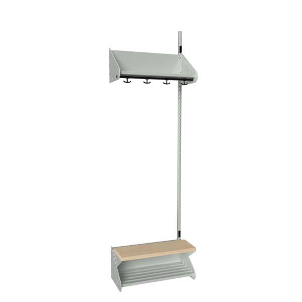 BST garderobe p&aring;bygningssektion model H med 2 pladser 600mm lys gr&aring;