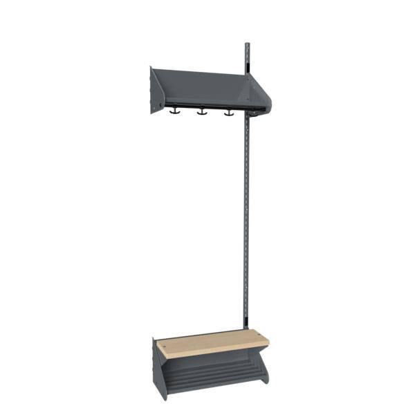 BST garderobe p&aring;bygningssektion model H med 2 pladser 600mm m&oslash;rk gr&aring;