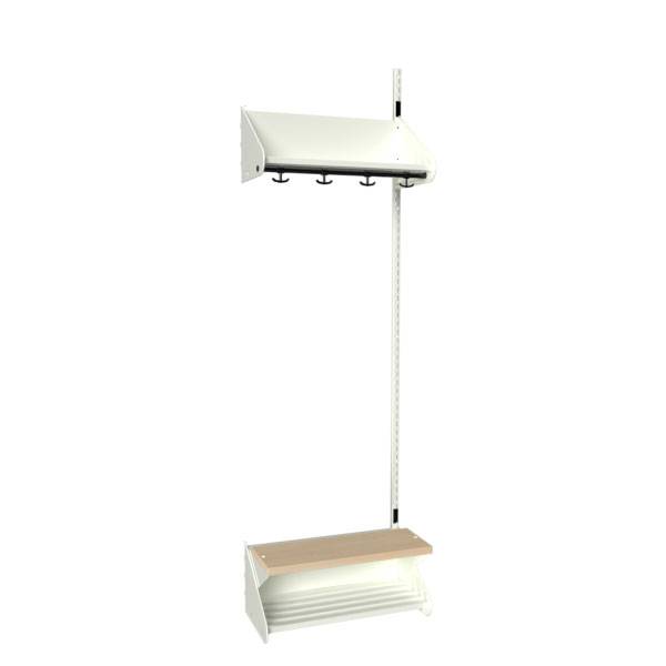 BST garderobe p&aring;bygningssektion model H med 2 pladser 600mm hvid