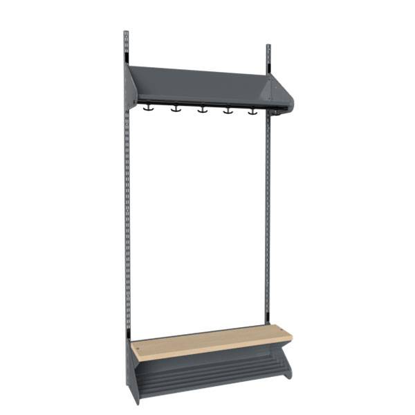 BST garderobe startsektion model H med 3 pladser 900mm mørk grå