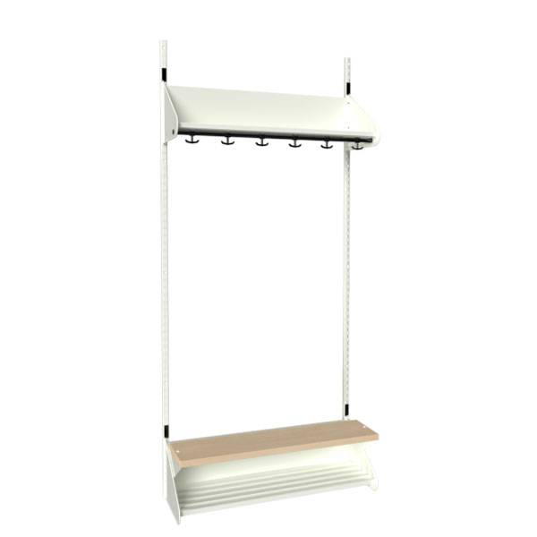 BST garderobe startsektion model H med 3 pladser 900mm hvid