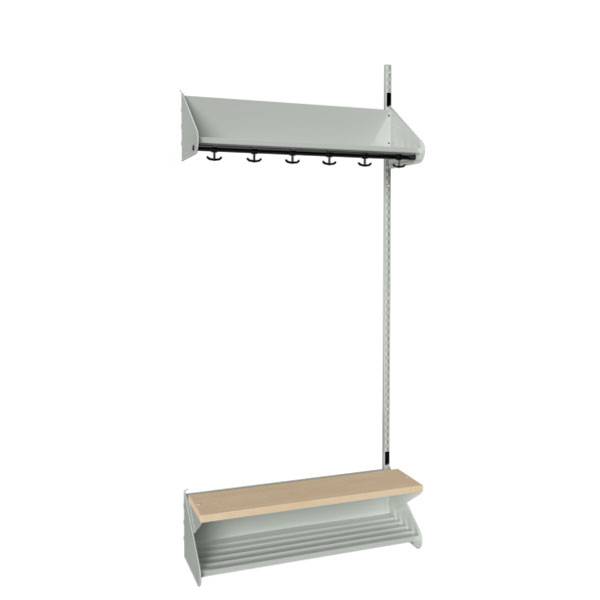 BST garderobe påbygningssektion model H med 3 pladser 900mm lys grå