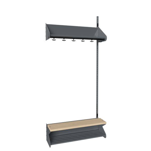 BST garderobe påbygningssektion model H med 3 pladser 900mm mørk grå
