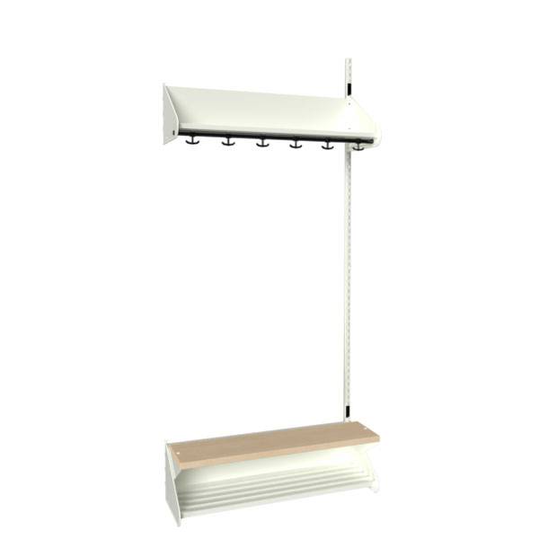 BST garderobe påbygningssektion model H med 3 pladser 900mm hvid