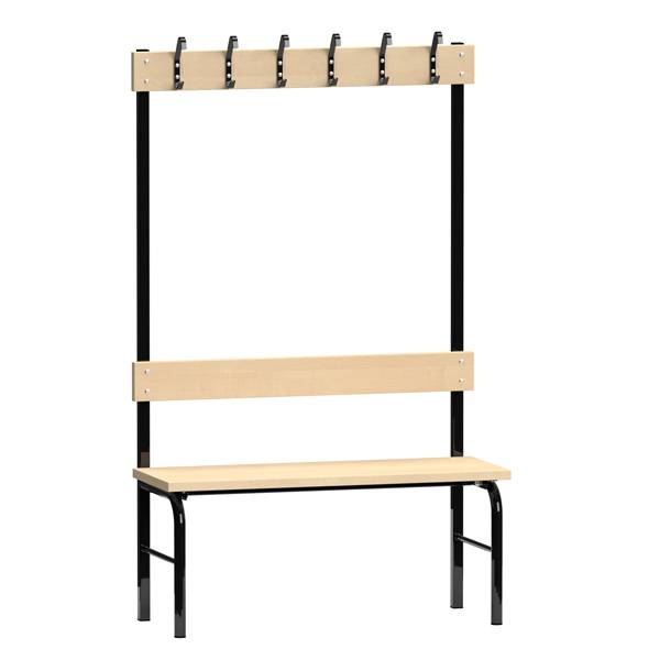 Enkeltsidet garderobestativ i birk laminat med sort stel, 100cm