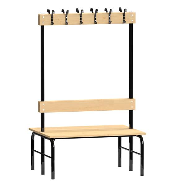 Garderobe b&aelig;nkstativ dobbeltsidet 1000mm lakeret fyr