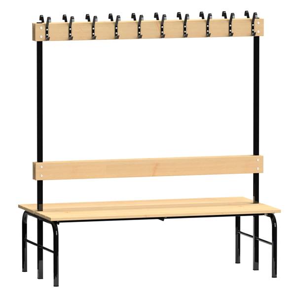 Garderobe b&aelig;nkstativ dobbeltsidet 1500mm lakeret fyr