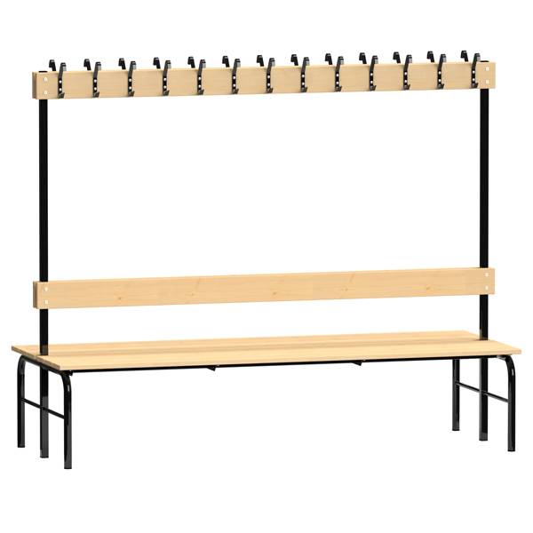 Garderobe bænkstativ dobbeltsidet 2000mm lakeret fyr