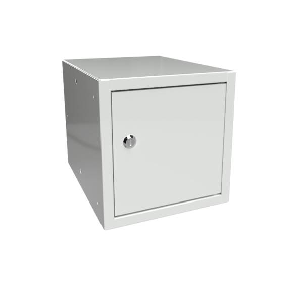 Opbevaringsboks med cylinderlås 270x270x350mm lysgrå