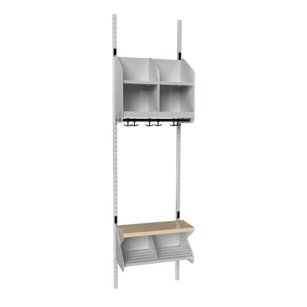 BST garderobe startsektion model C med 2 pladser 500mm lys grå