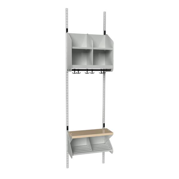 BST garderobe startsektion model C med 2 pladser 500mm lys gr&aring;