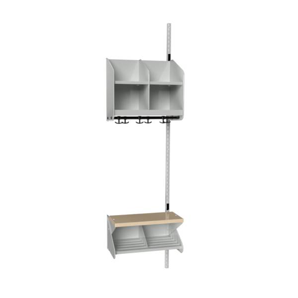 BST garderobe påbygningssektion model C med 2 pladser 500mm lys grå
