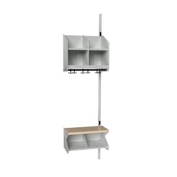 BST garderobe p&aring;bygningssektion model C med 2 pladser 500mm lys gr&aring;