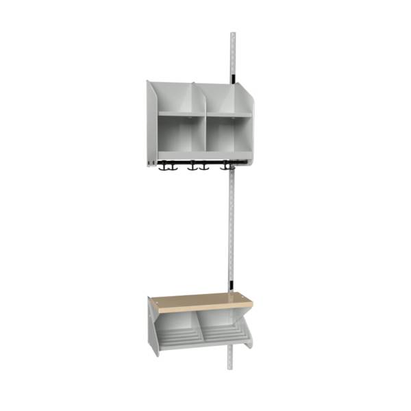 BST garderobe p&aring;bygningssektion model C med 2 pladser 500mm lys gr&aring;