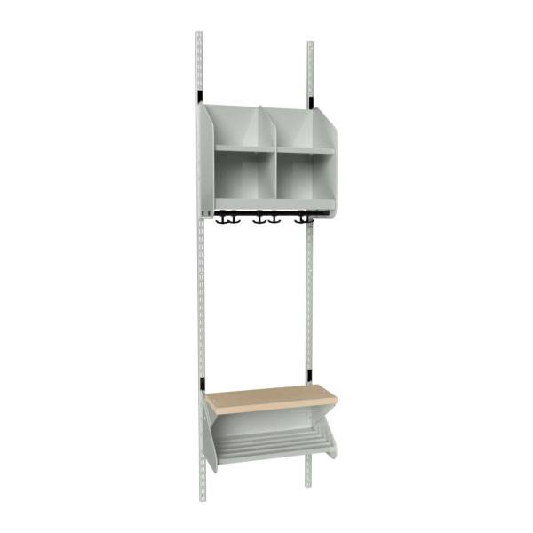 BST garderobe startsektion model D med 2 pladser 500mm lys gr&aring;
