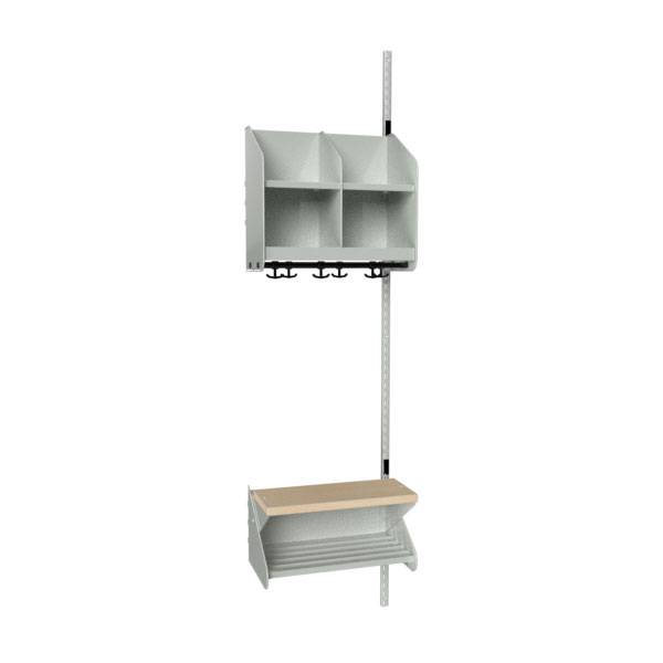 BST garderobe påbygningssektion model D med 2 pladser 500mm lys grå