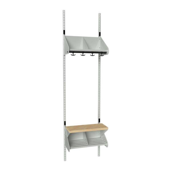 BST garderobe startsektion model G med 2 pladser 500mm lys gr&aring;