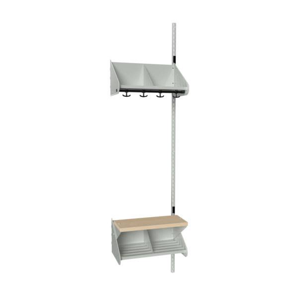 BST garderobe påbygningssektion model G med 2 pladser 500mm lys grå