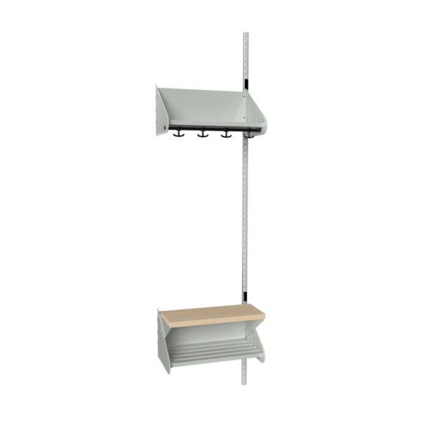 BST garderobe påbygningssektion model H med 2 pladser 500mm lys grå