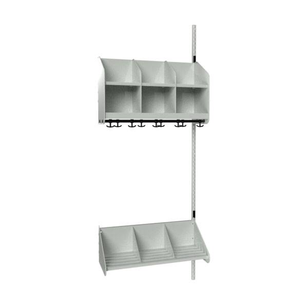 BST garderobe p&aring;bygningssektion model A 3 pladser 750mm lys gr&aring;