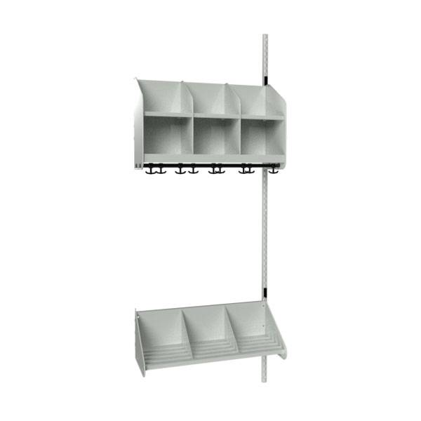 BST garderobe p&aring;bygningssektion model A 3 pladser 750mm lys gr&aring;