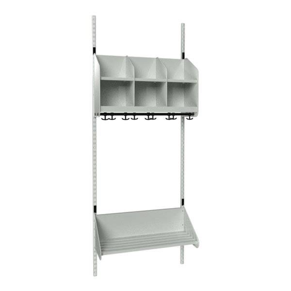 BST garderobe startsektion model B med 3 pladser 750mm lys gr&aring;