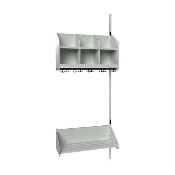 BST garderobe påbygningssektion model B med 3 pladser 750mm lys grå