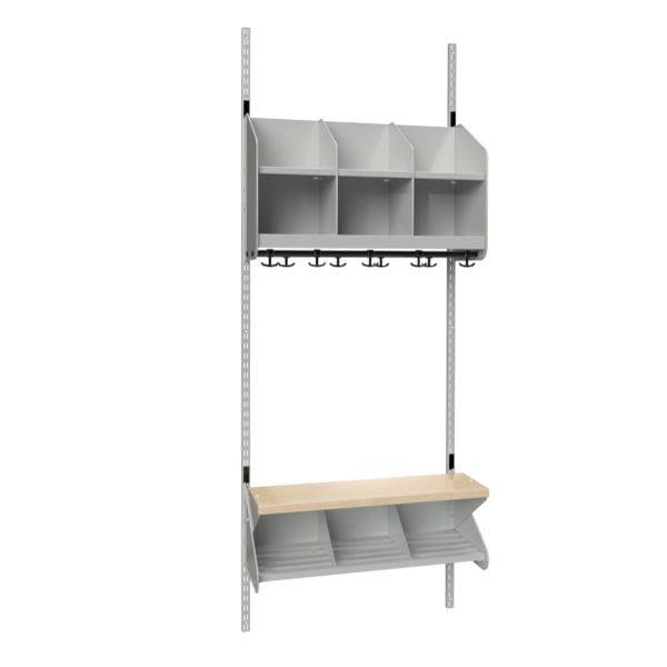 BST garderobe startsektion model C med 3 pladser 750mm lys gr&aring;