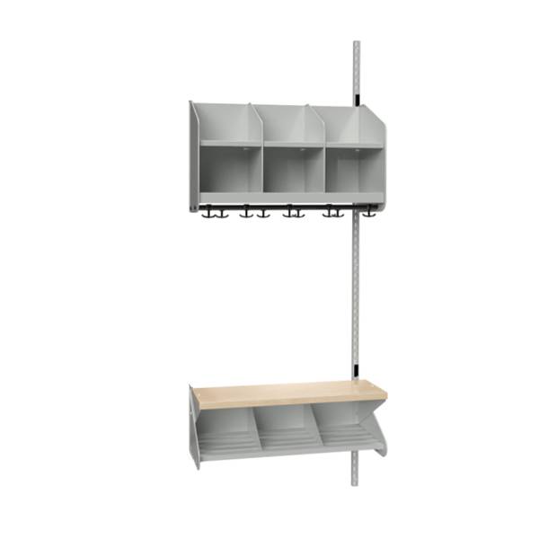 BST garderobe påbygningssektion model C 3 pladser 750mm lys grå