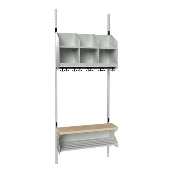 BST garderobe startsektion model D med 3 pladser 750mm lys gr&aring;